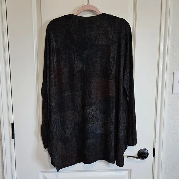 Soft Surroundings Green Brown Floral Tunic Sweater Women's Size 1X - Picture 6 of 10